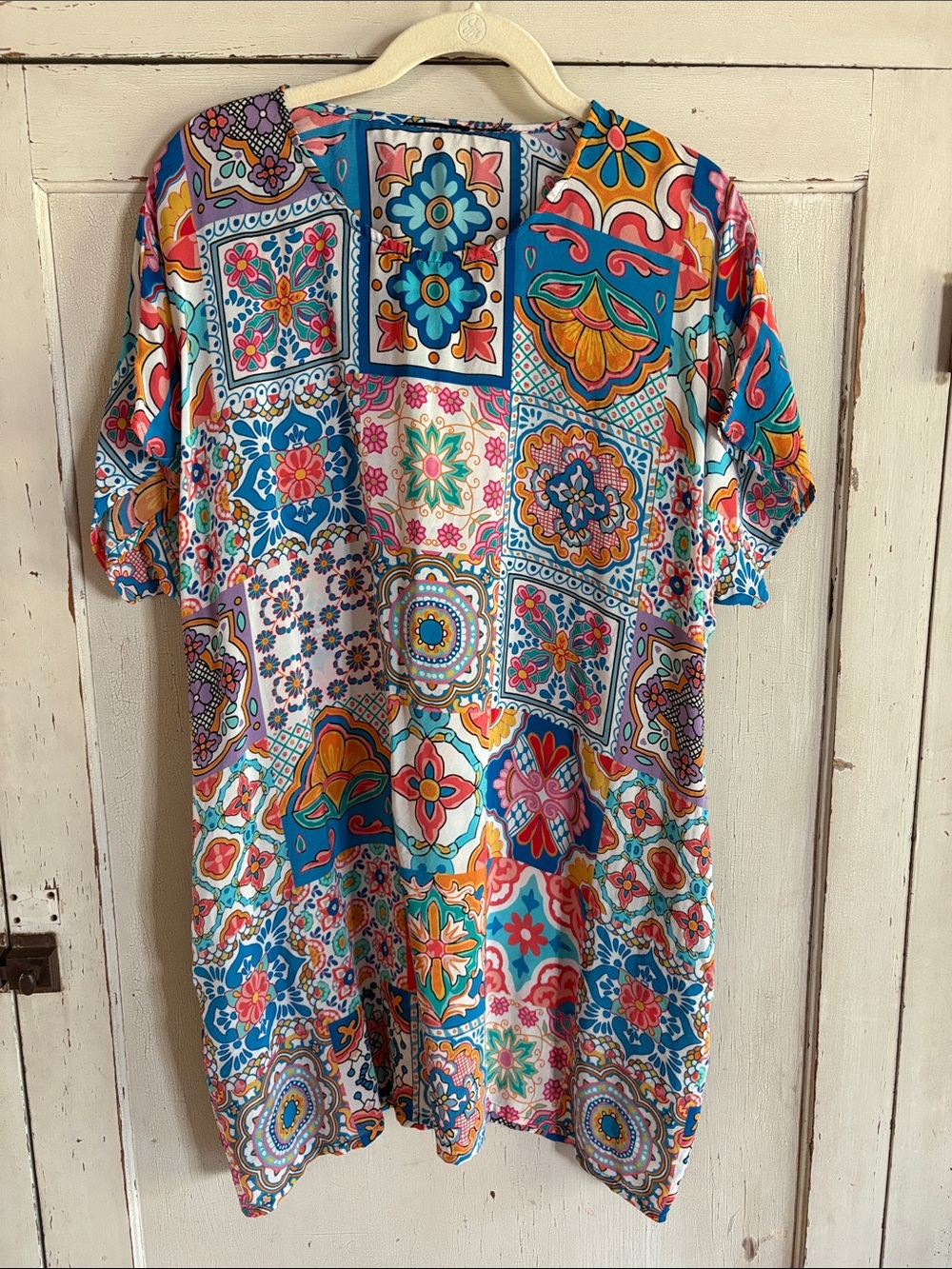 Tolani Silk Colorful Tiles Dress